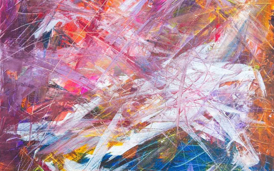 multicolored scratch abstract painting