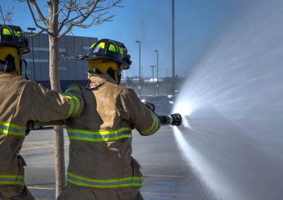 time lapse photography of two firemen