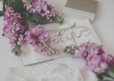 pink flowers on white box