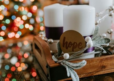 two white pillar candles